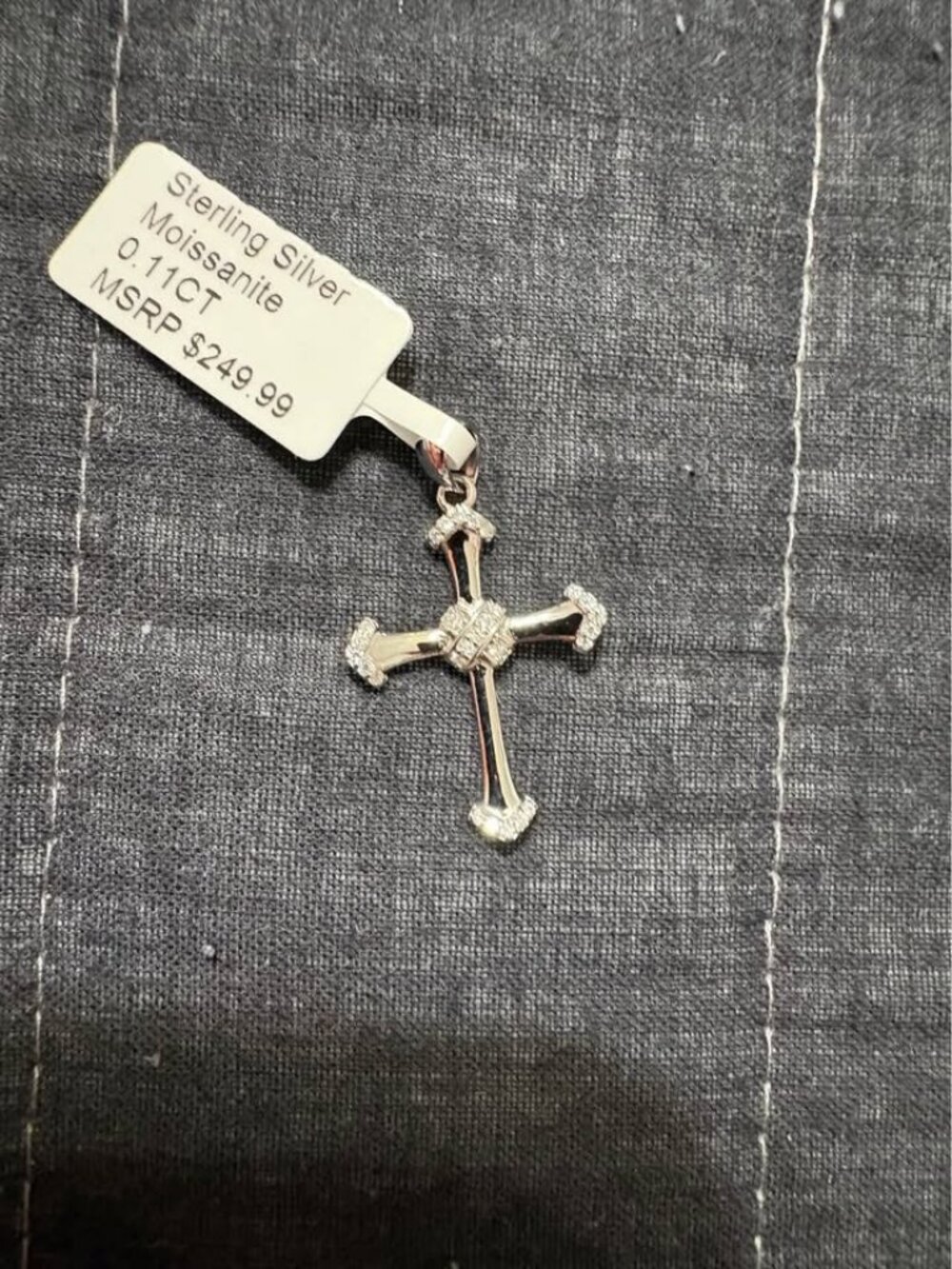 Sterling Silver Moissanite Cross Pendant